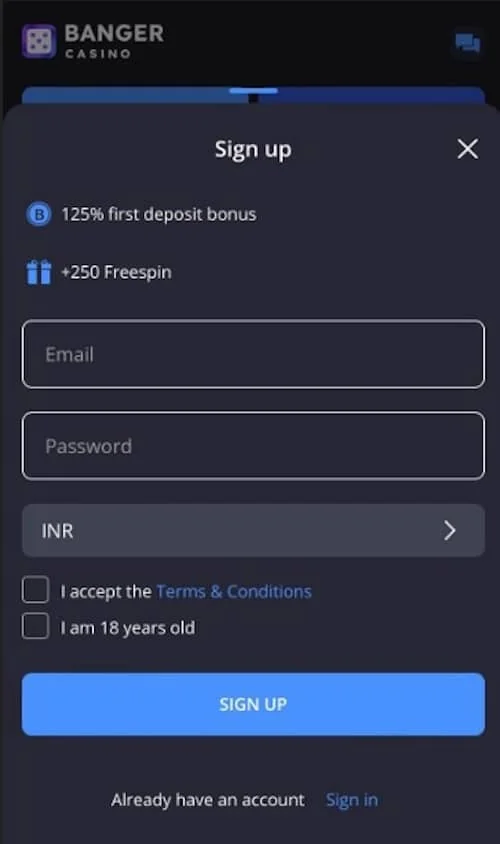 create an account fill out the player's profile