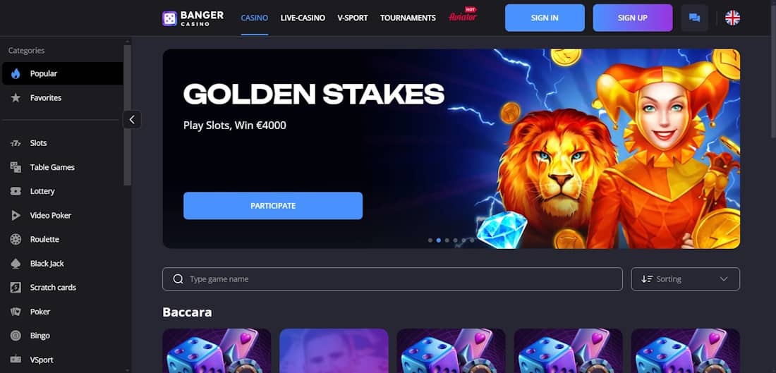 overview of the gambling portal